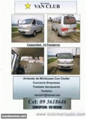 VAN CLUB Turismo en Chile en Concepci&oacute;n |  Arriendo minibus con chofer y taxis full equipo, Van club transfer