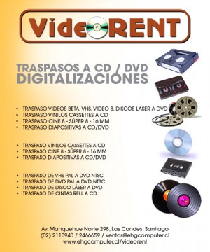 abepub Turismo en Chile en Las Condes |  TRASPASO DE VIDEOS BETA - VIDEORENT, Traspaso de videos - digitalizacion de videos